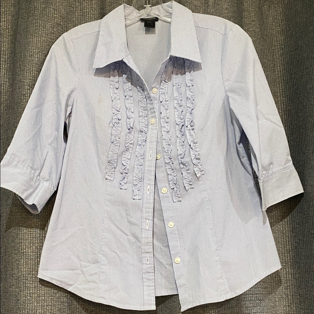 Ann Taylor Light Blue Ruffle Blouse